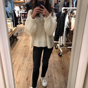 NWT Madewell cream balloon sleeve vneck sweater XL